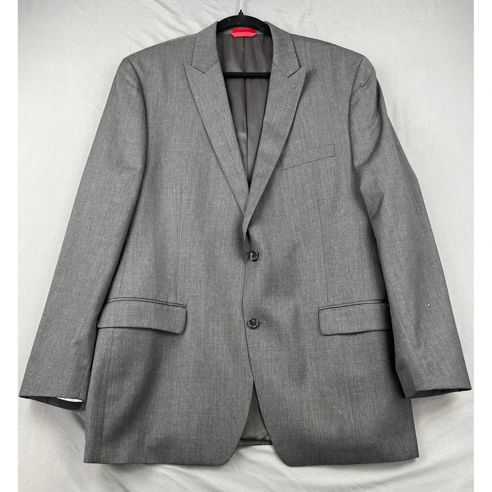 Alfani Slim Fit Suit Jacket Mens 46L Grey Wool Blazer Fair Condition 2 Button